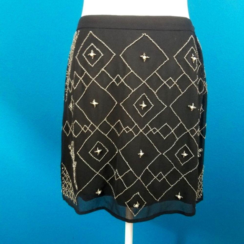 🆕️🌹 FOREVER 21 Black & Silver Art Deco Skirt // (NWT)